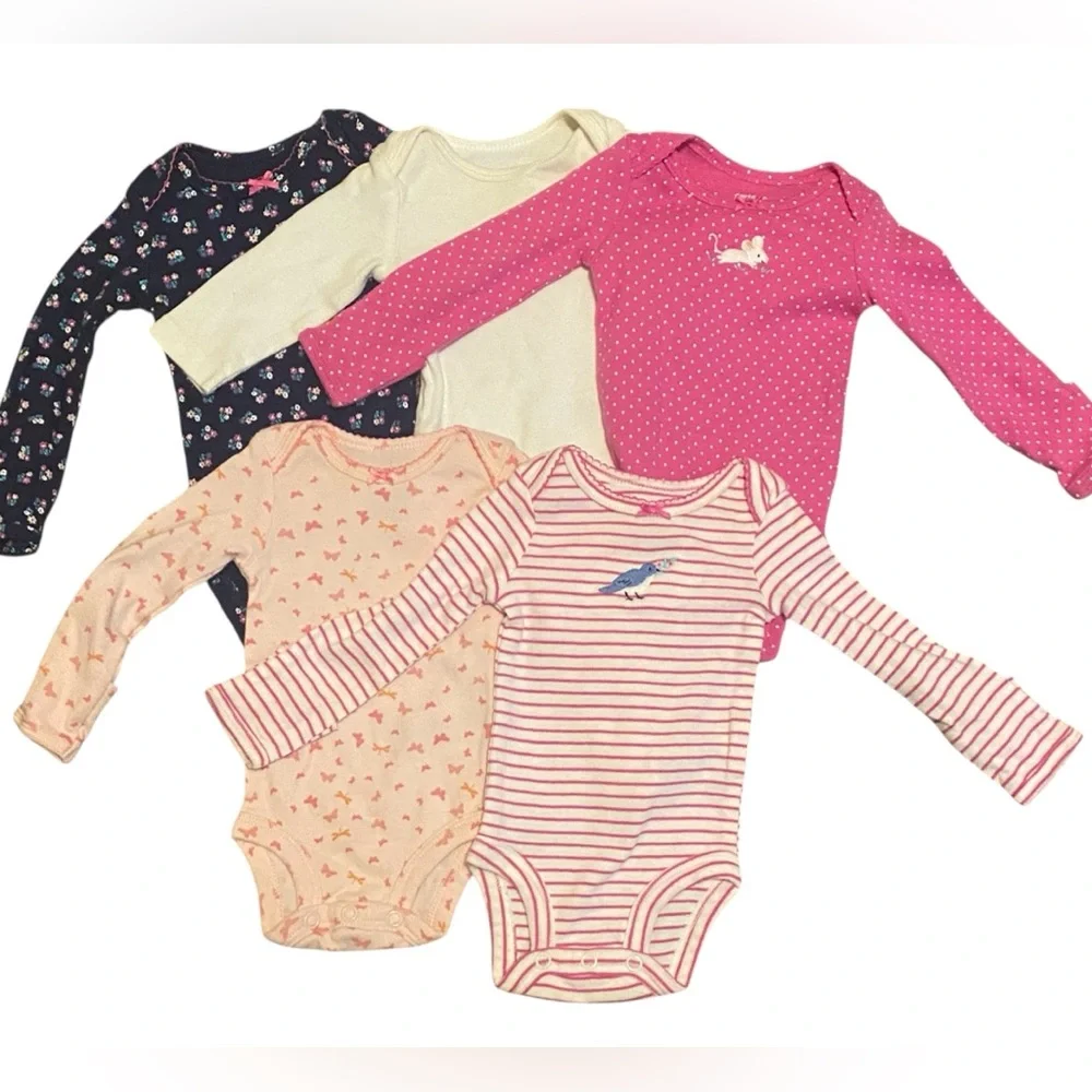 Baby Girl Long Sleeve Onesie Bundle Newborn 5 Pieces